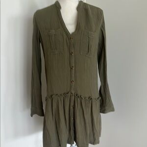 Maeve Green Long Sleeve Pleated Dress